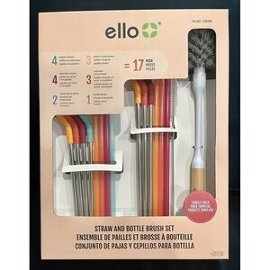 ello Straw‎ & Bottle Brush 17 pc Family  Pack Dishwasher safe Eco Friendly NEW